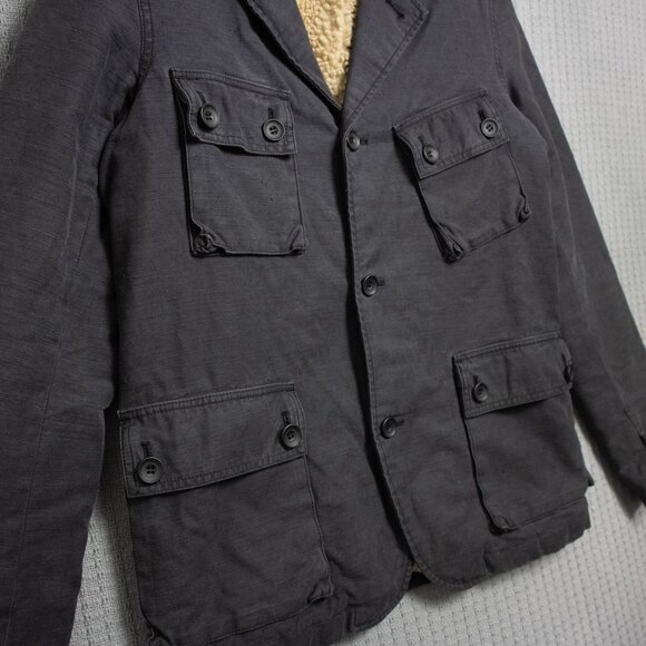 2000's Y2K Cargo Pocket Sherpa Lined Blazer Jacket - Picture 7 of 12